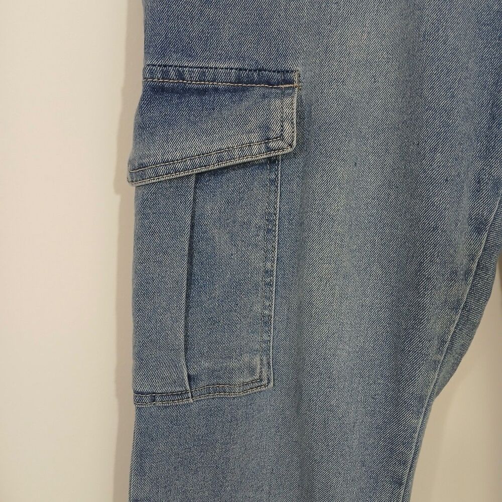 S0117. Forever 21 High Rise Flare Jean Baggy Wide Leg Cargo Jeans Womens 32 x 30 - Picture 7 of 10